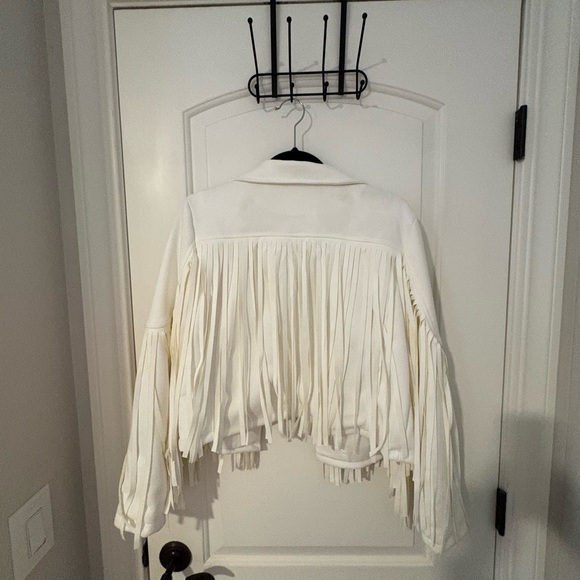 Women's White Fringe Jacket - Brand Not Specified - Picture 2 of 5